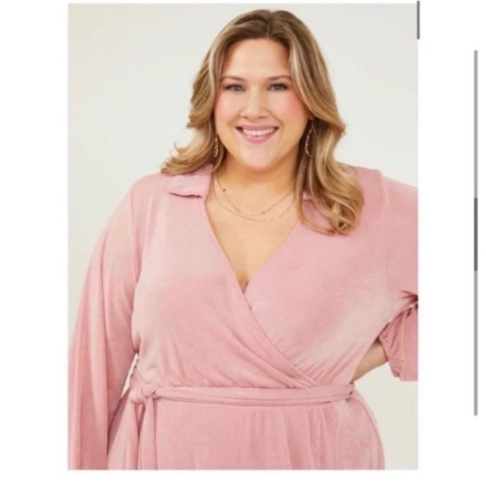 ARULA Altar’d State Dusty Rose Faux Wrap Dress - Picture 5 of 10